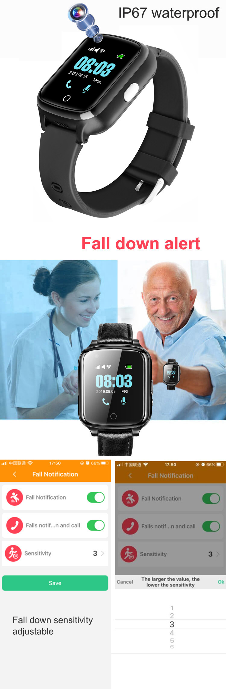 New IP67 waterproof 4G Video call Senior healthcare Wearable Watch GPS  Tracker with fall down detection Heart rate blood pressure SPO2 Thermometer  D44 - China Smart Watch, GPS Watch